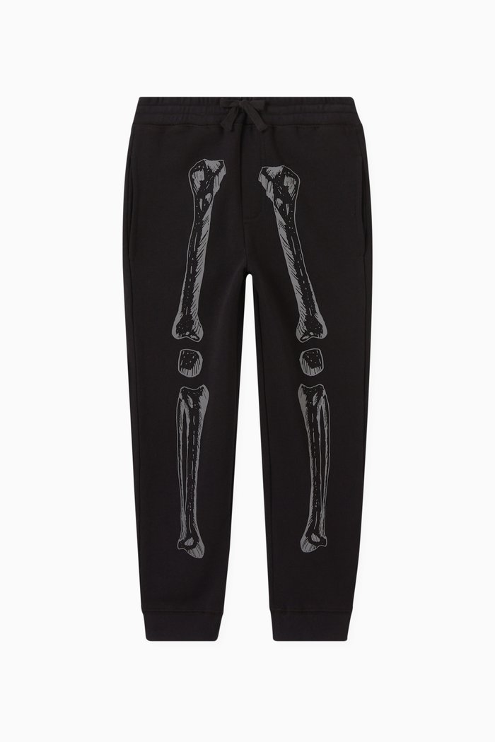 

Bone Print Sweatpants in Organic Cotton, Black