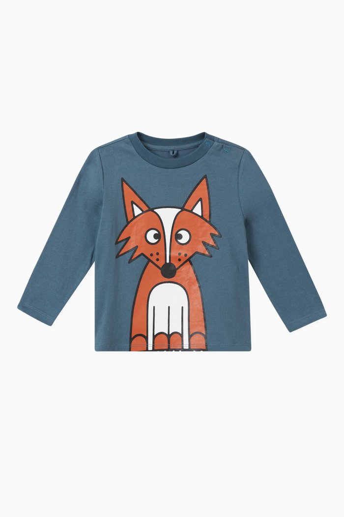 

Fox Print T-shirt in Cotton, Blue
