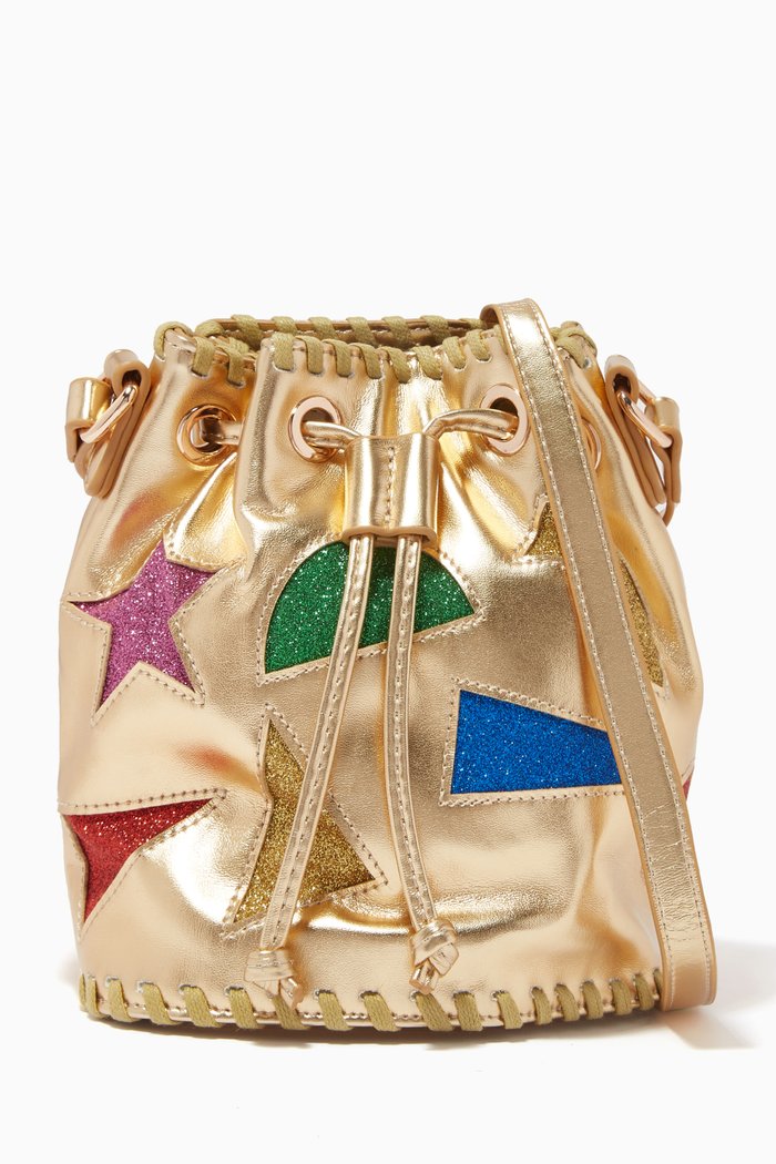 

Glitter Shapes Bucket Bag in Nappa Leather, Gold