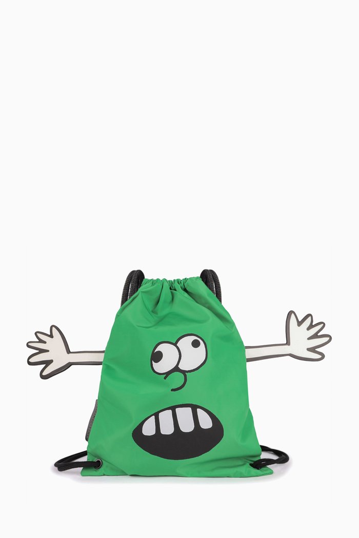 

Cartoon Drawstring Backpack in Nylon, Green