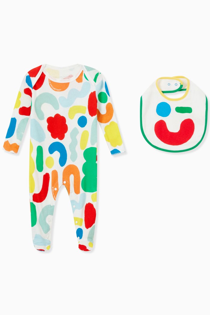 

Shapes Print Sleepsuit & Bib Set, Multicolour
