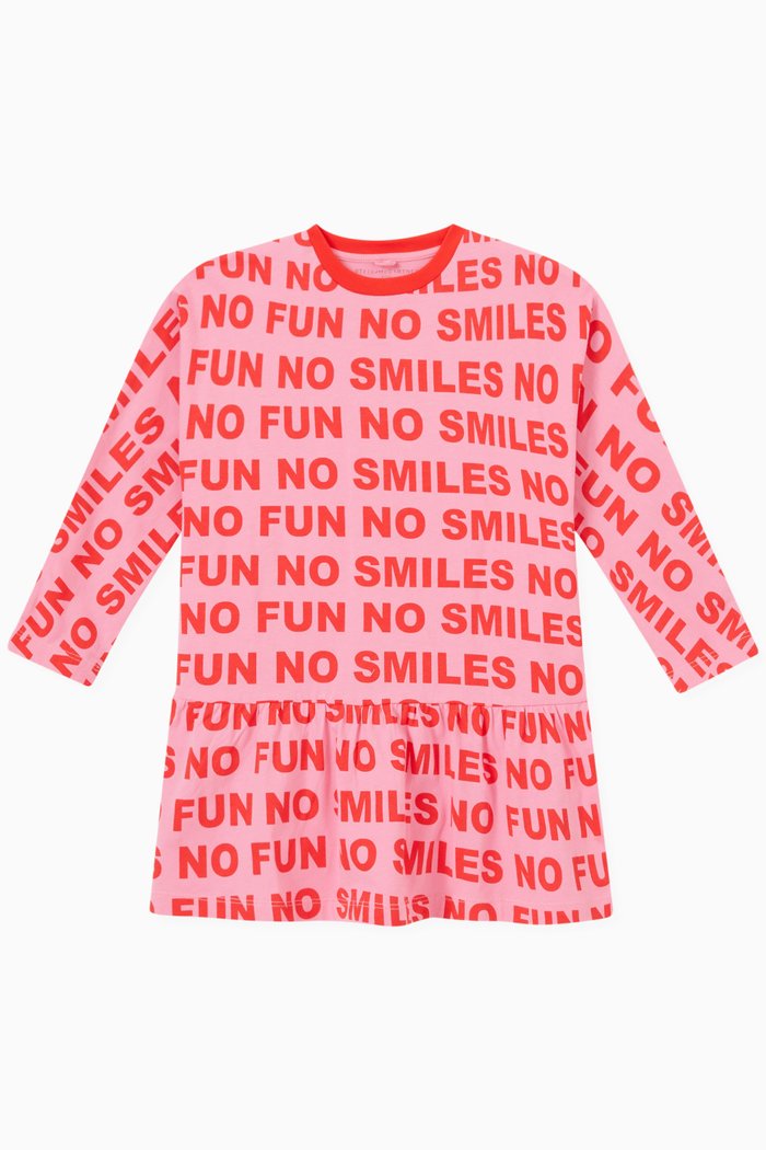 

Slogan Print Dress in Organic Cotton, Pink