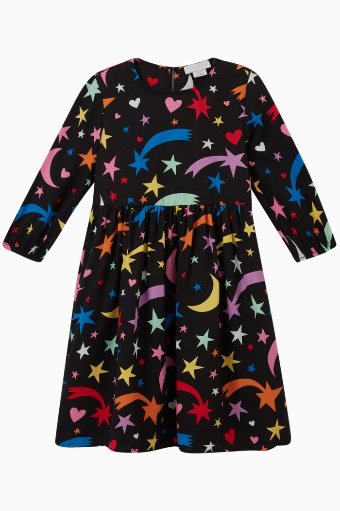 Shooting Star Print Dress in Cotton, Multicolour
