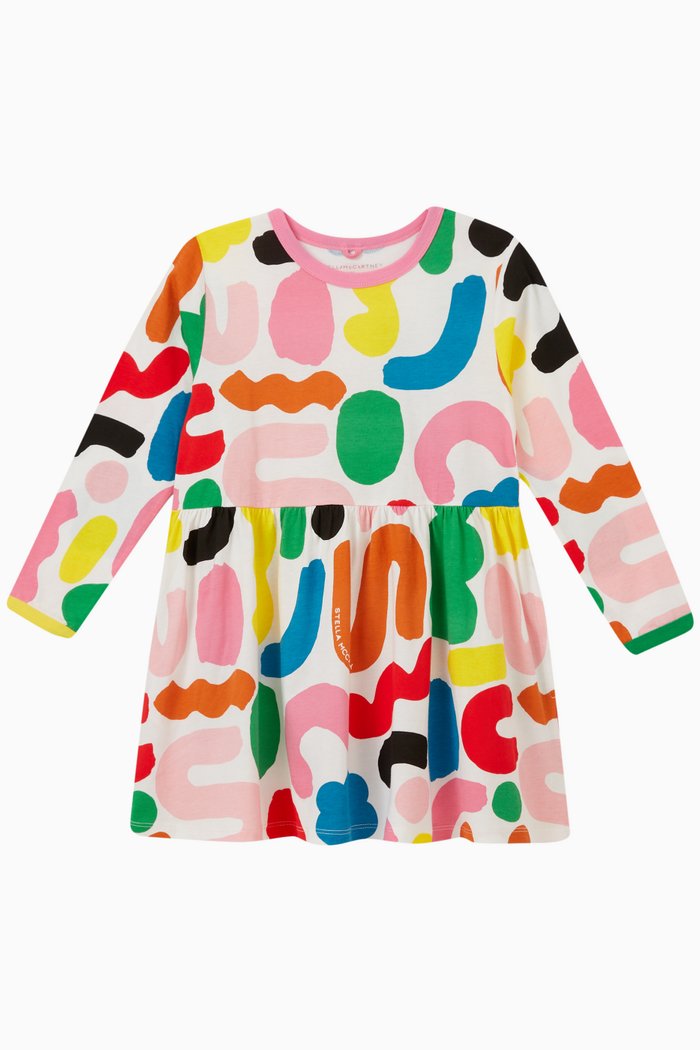 

Abstract Print Dress in Organic Cotton, Multicolour