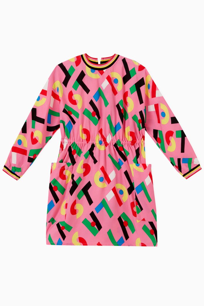 

Graphic Logo Dress in Cotton, Pink