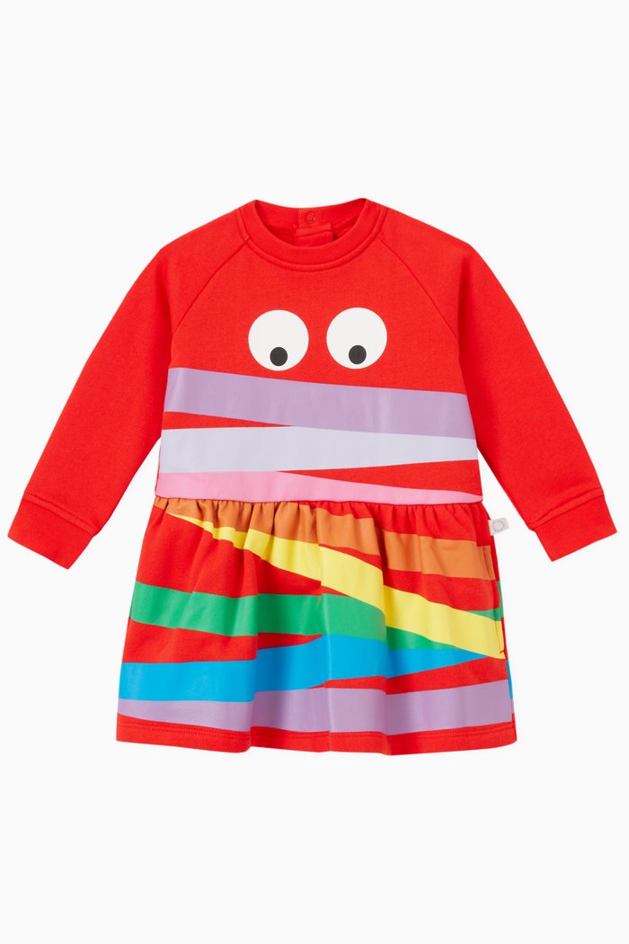 

Rainbow Dress in Organic Cotton, Red