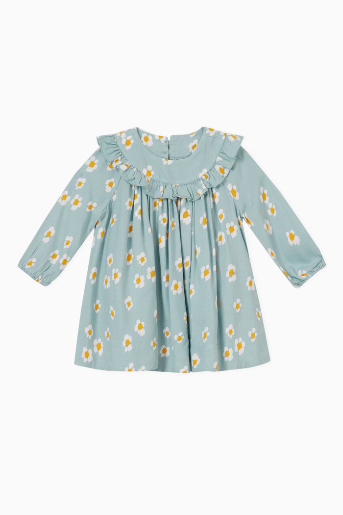 

Daisies Dress & Bloomers Set in Cotton, Blue