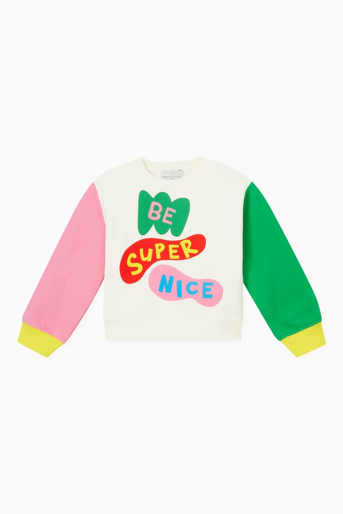

Slogan Print Sweatshirt in Organic Cotton, White