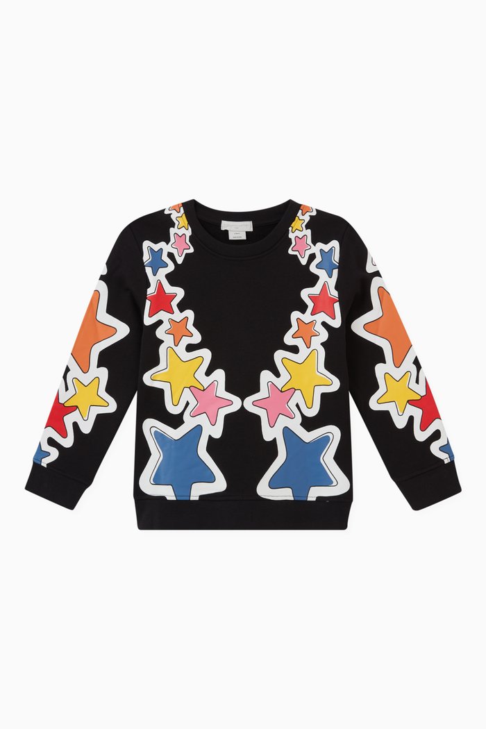 

Star Print Sweatshirt in Organic Cotton, Black