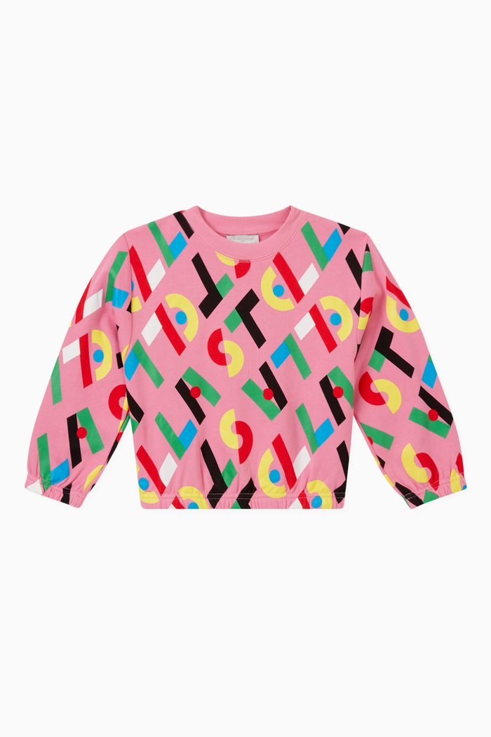 

Logo Print Sweatshirt in Organic Cotton, Pink
