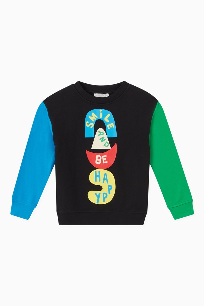 

Graphic Print Sweatshirt in Organic Cotton, Black