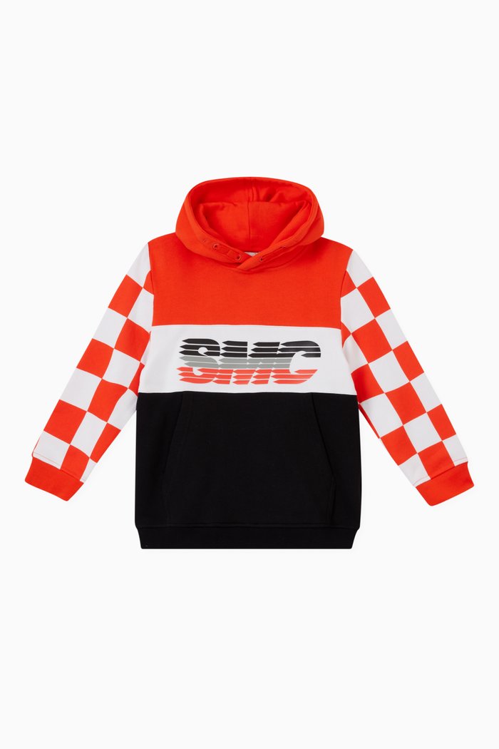 

Logo-print Panelled Hoodie in Cotton-blend Fleece, Multicolour