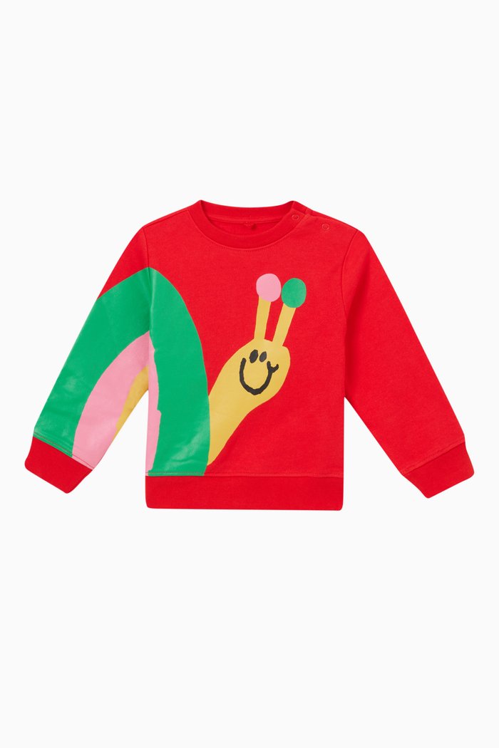 Snail Print Sweater in Organic Cotton, Red