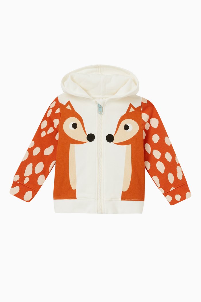 

Deer Print Hoodie in Cotton, White