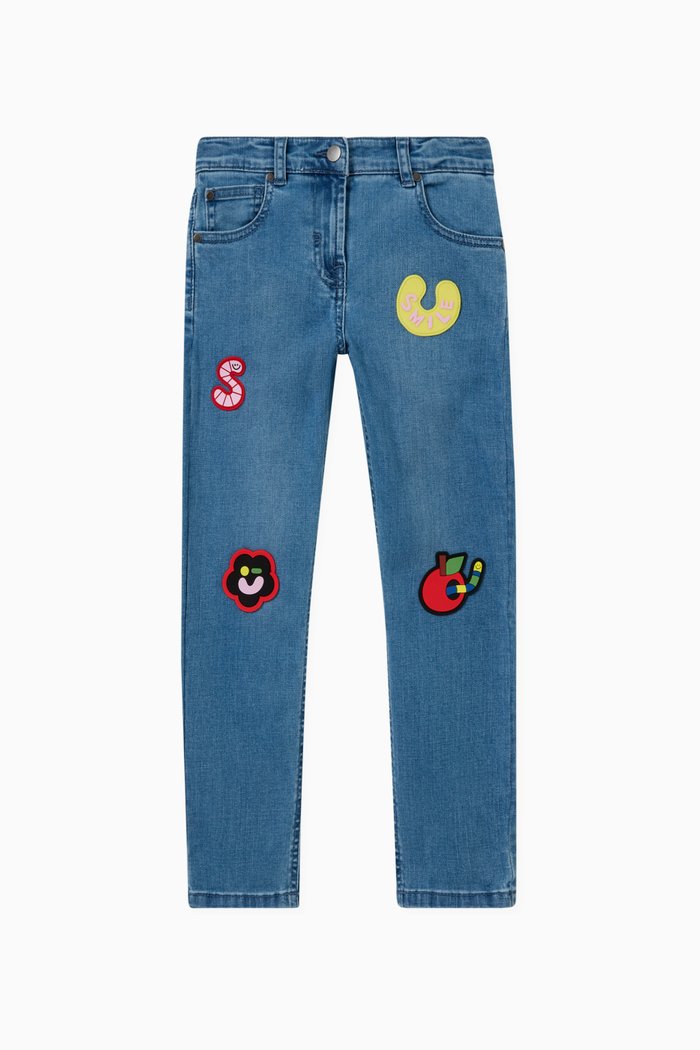 

Patch Detail Jeans in Denim, Blue