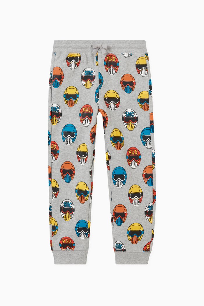 

Helmet Print Sweatpants in Organic Cotton, Grey
