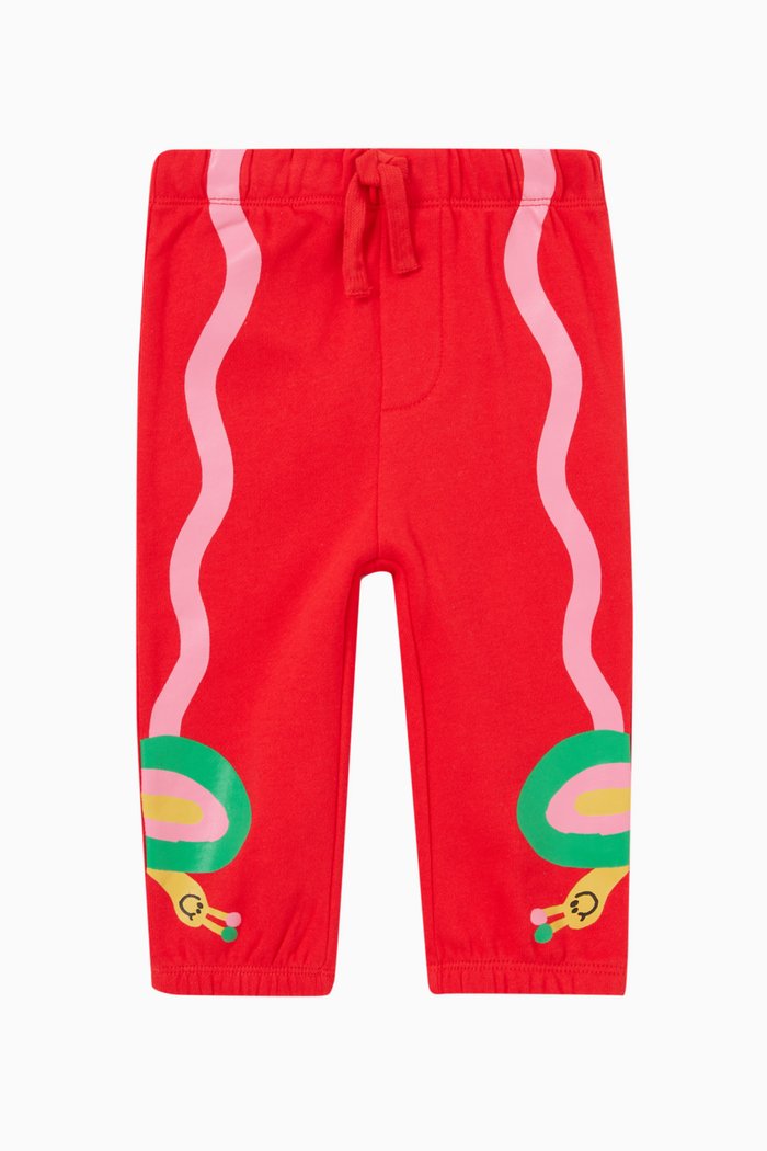 

Snail Print Sweatpants in Organic Cotton, Red