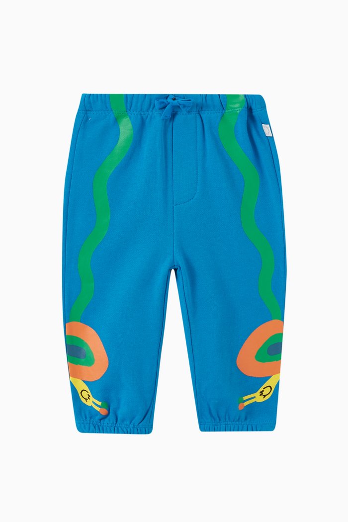Snail Print Sweatpants in Organic Cotton, Blue