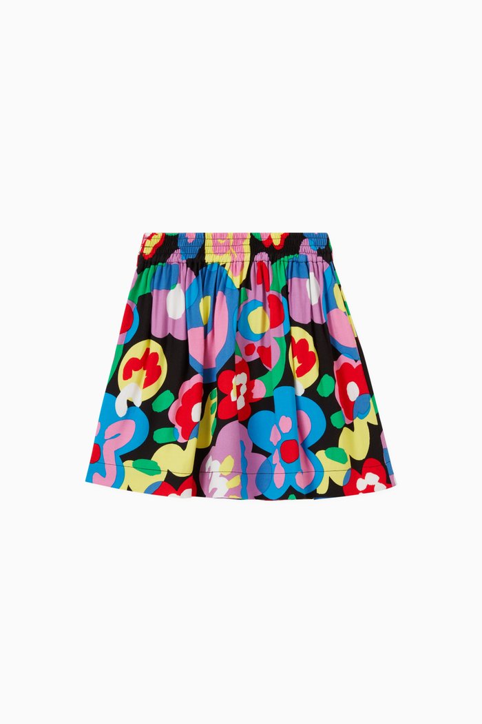 Abstract Flowers Skirt in Viscose, Multicolour