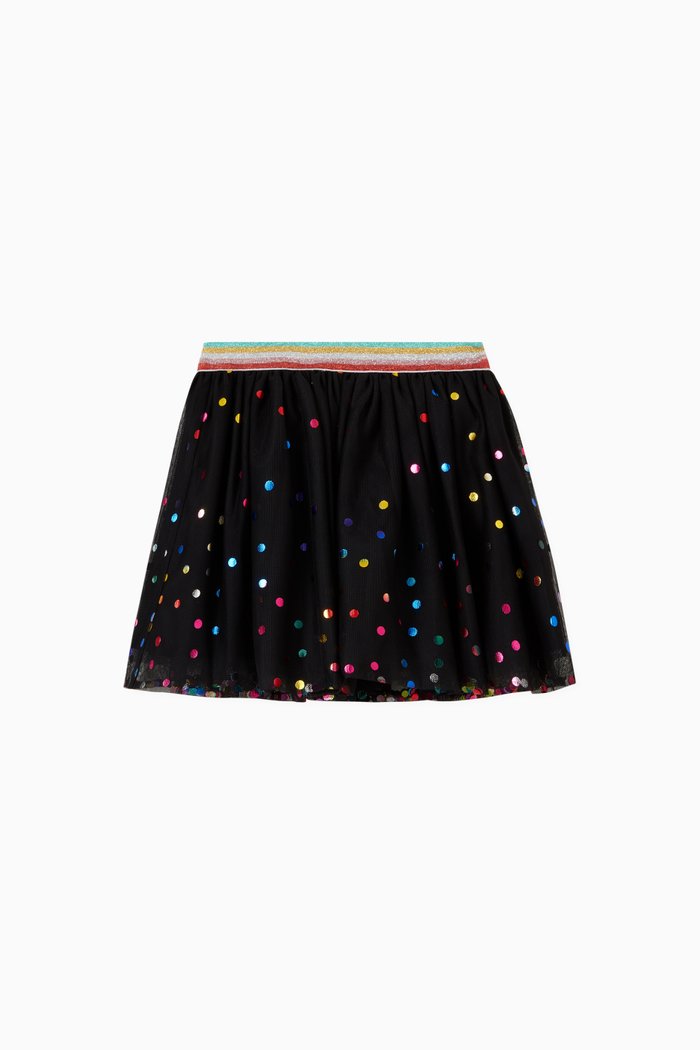 

Polka Dot Skirt in Tulle, Black