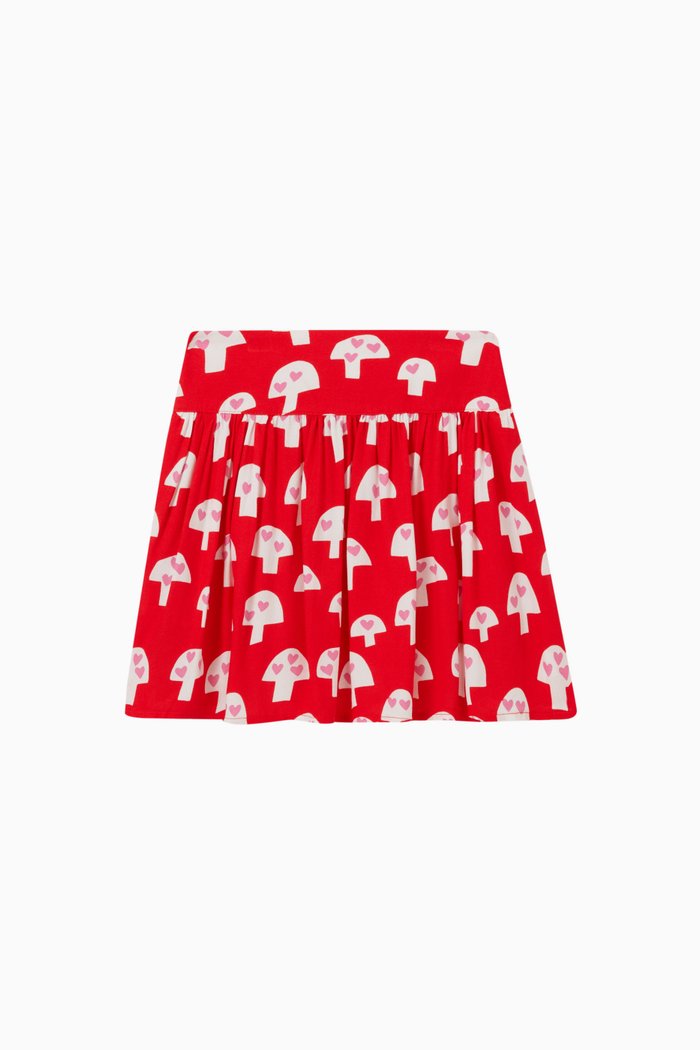 

Mushrooms Pleated Skirt in Viscose, Red