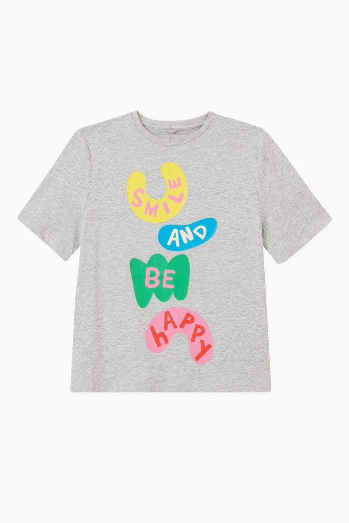 

Slogan Print T-shirt in Cotton, Grey
