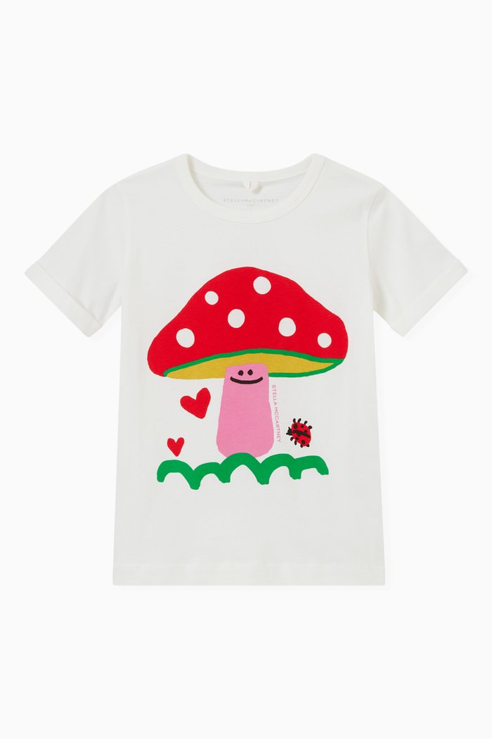 

Mushroom Print T-shirt in Cotton, White