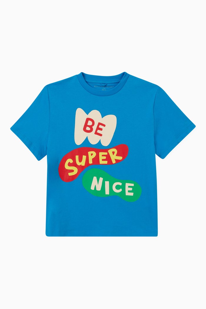 

Slogan Print T-shirt in Cotton, Blue