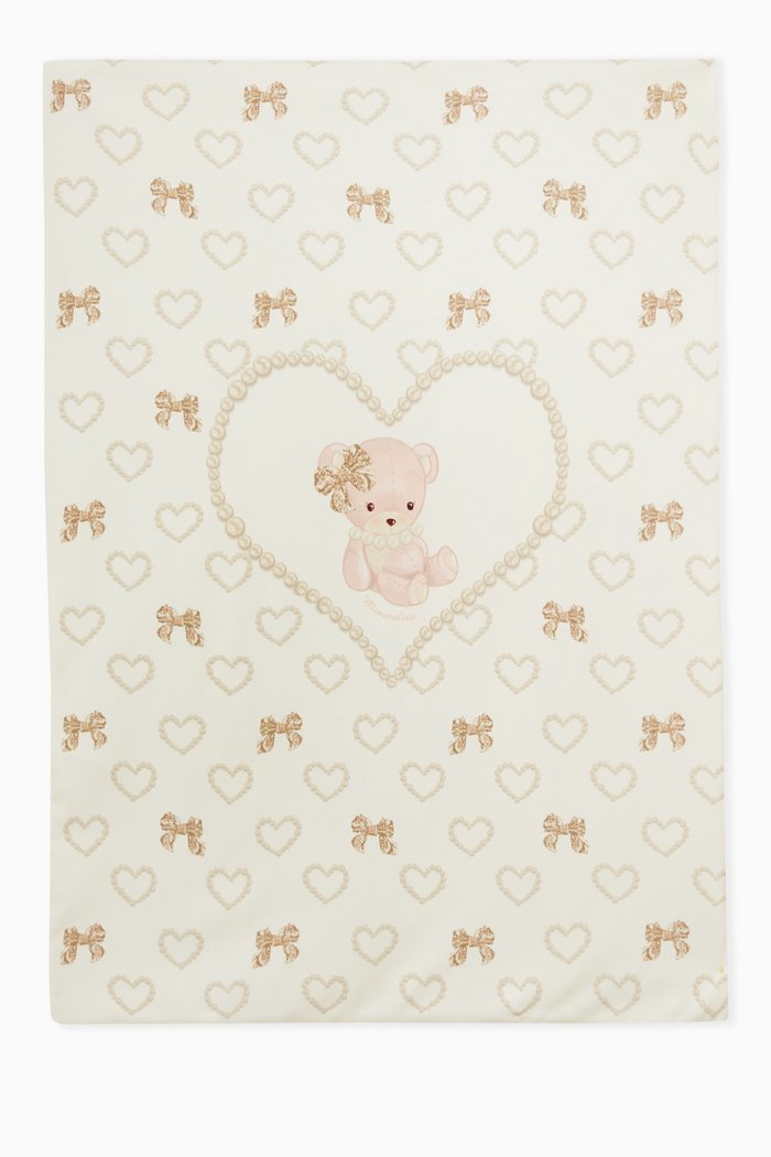 

Teddy Heart Print Blanket, Pink
