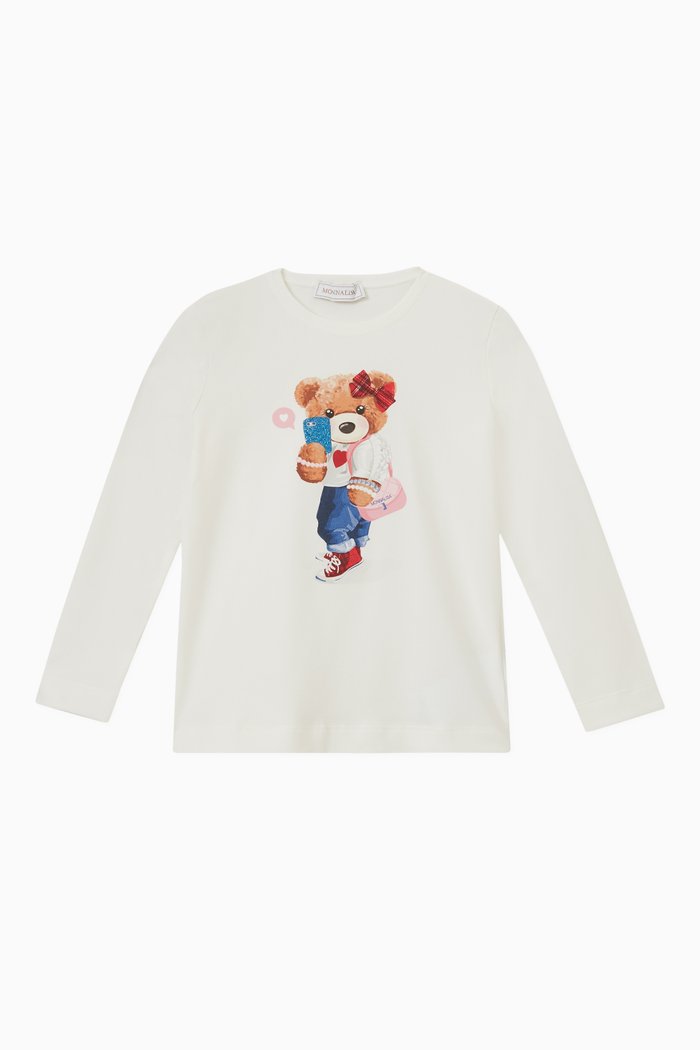

Selfie Bear T-shirt in Cotton, White