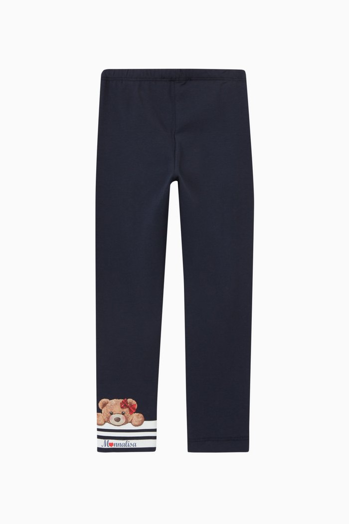 

Teddy Print Leggings in Cotton, Blue