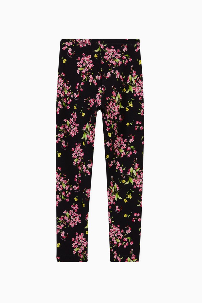 

Floral Print Leggings in Viscose Blend, Black