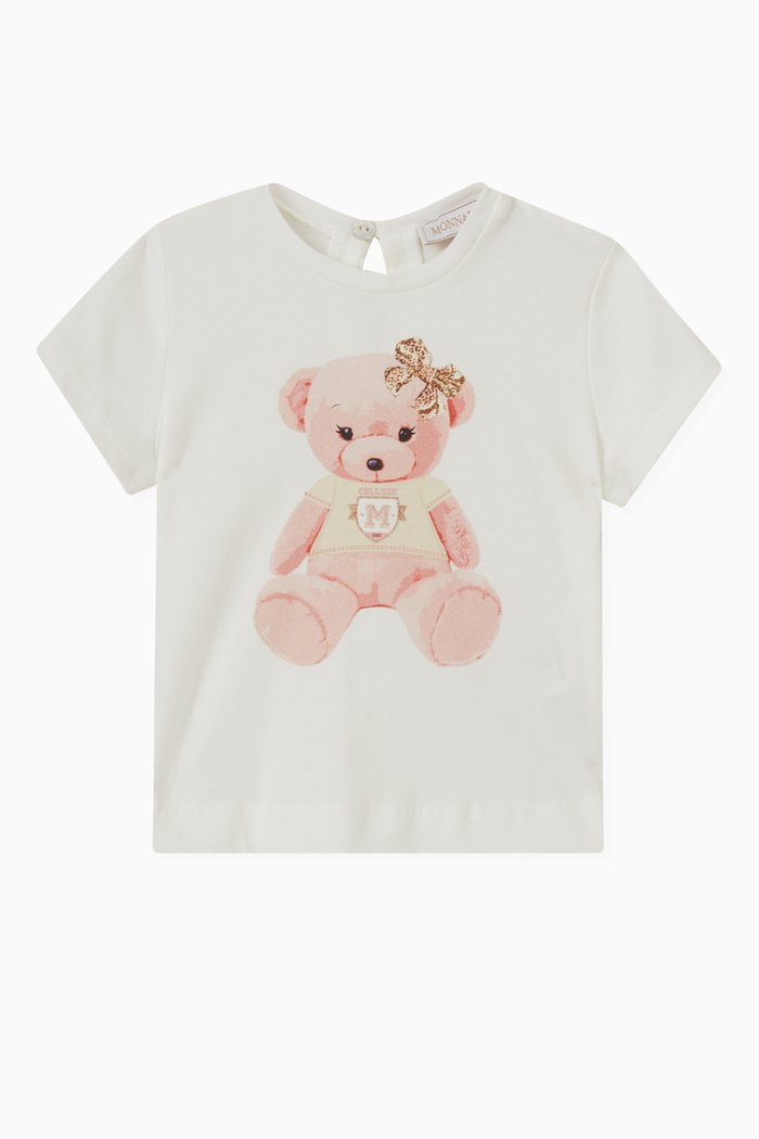 

Teddy Print T-shirt in Cotton, White