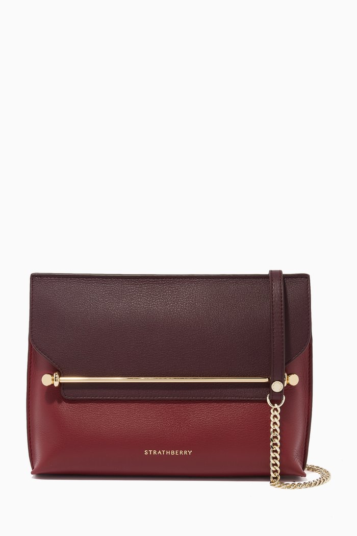 

Stylist Crossbody Bag in Leather, Burgundy