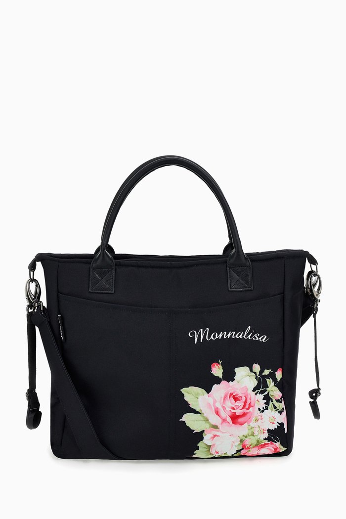 

Floral Print Diaper Bag, Black