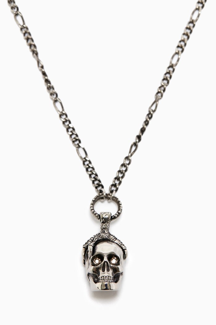 

Victorian Skull Necklace in Brass, Black