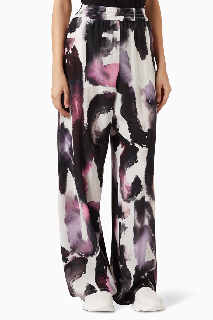 

Cipria Graphic-print Pyjama Pants in Crepe de Chine, White