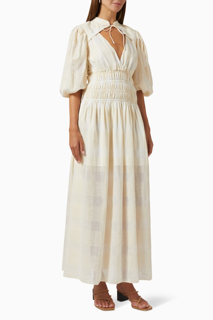 

Kingsley Maxi Dress in Cotton & Linen, Neutral