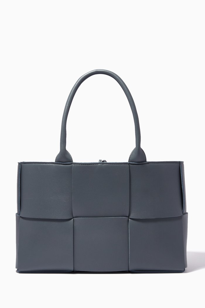 

Small Arco Tote Bag in Intreccio Leather, Grey