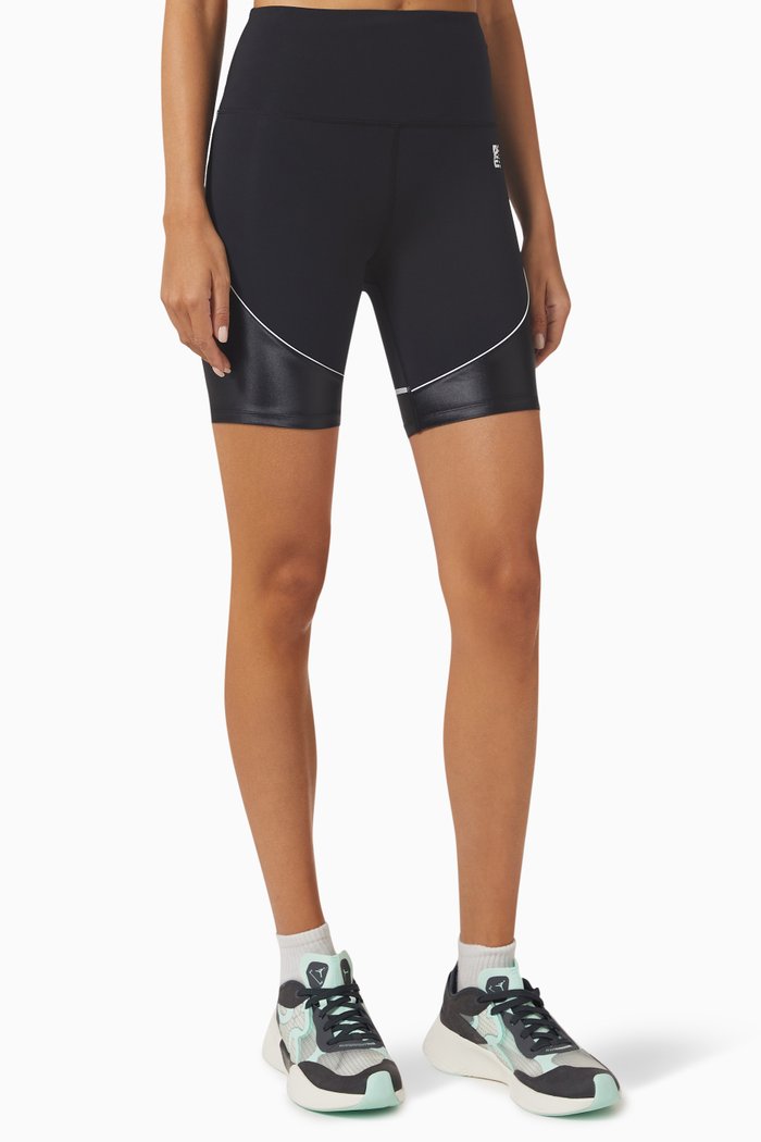 Reformer High-waist Bike Shorts in Recycled Polyester, Black