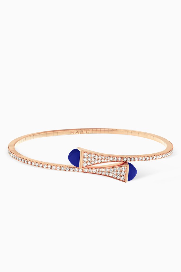 

Cleo Lapis Lazuli Diamond Midi Slip-on Bracelet in 18kt Rose Gold