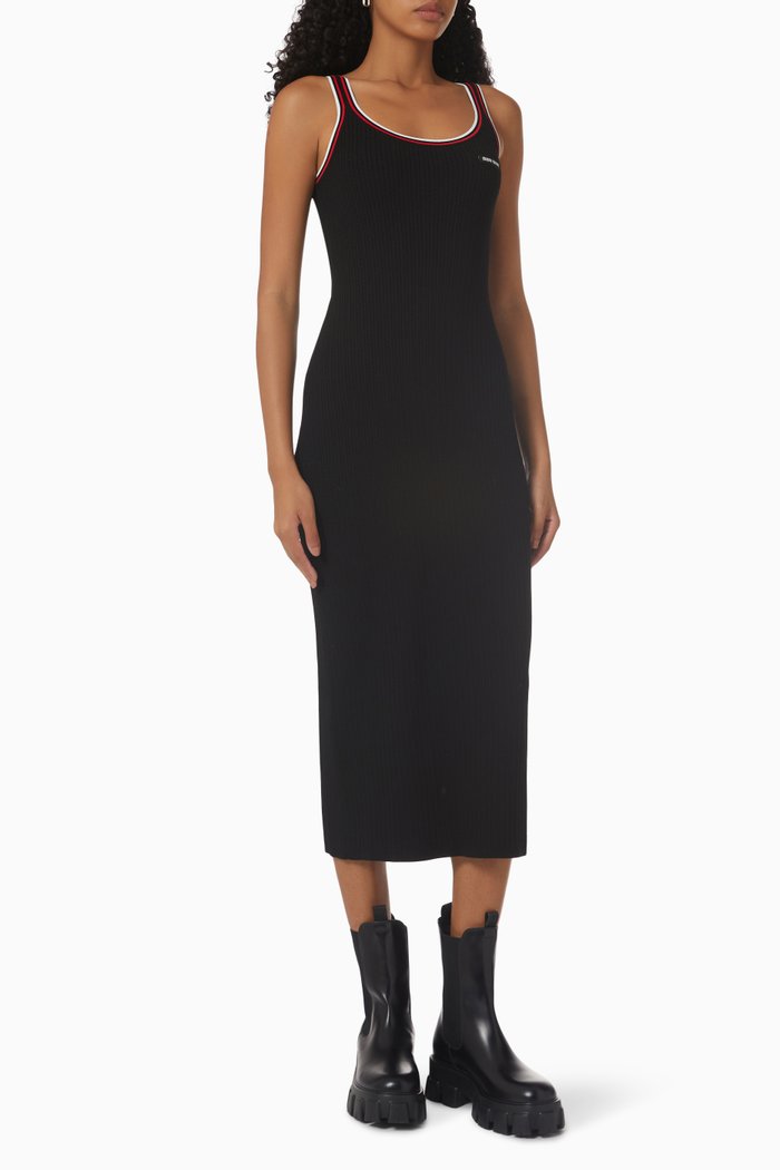 

Logo Sheath Dress in Viscose Rib-knit, Black