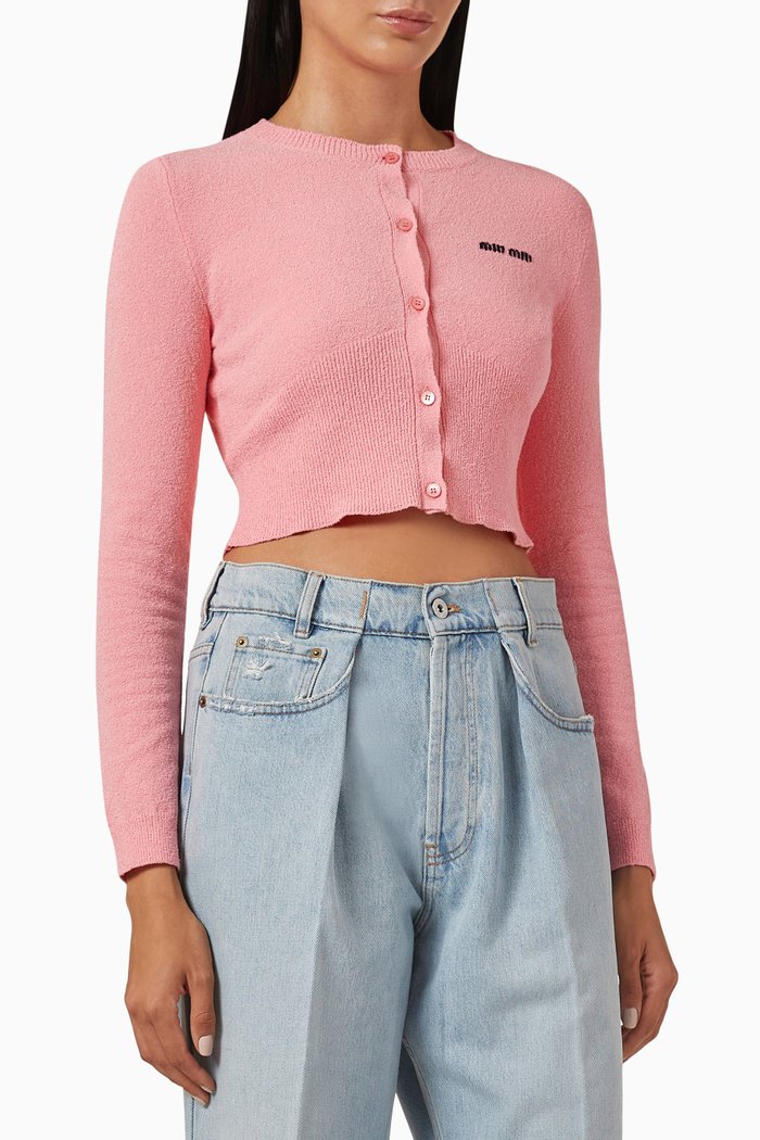 

Logo Crop Cardigan, Pink