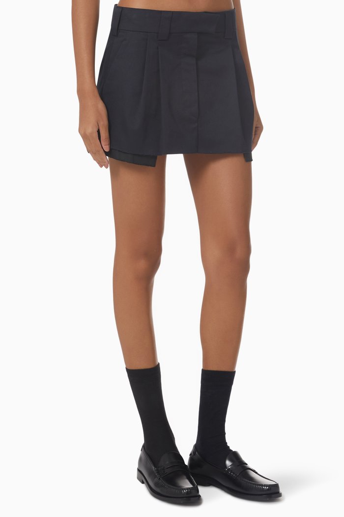 

Prince of Wales Check Mini Skirt- in Wool, Blue