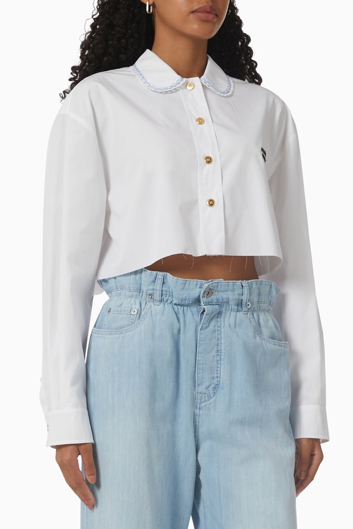 

Cropped Shirt in Cotton, White