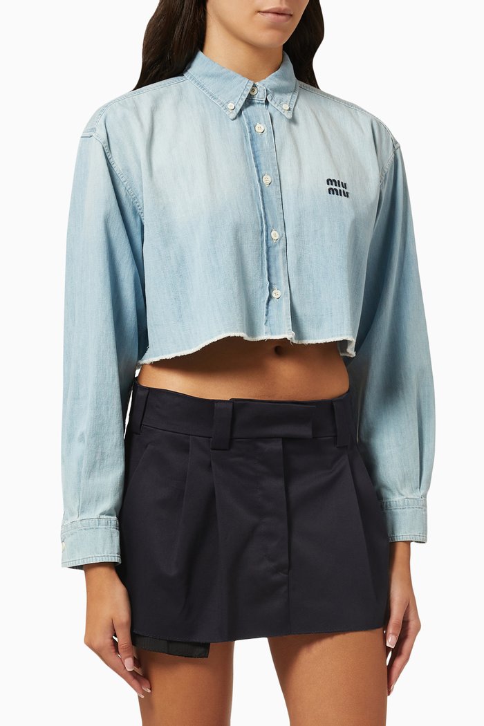 Camie Crop Shirt in Denim, Blue