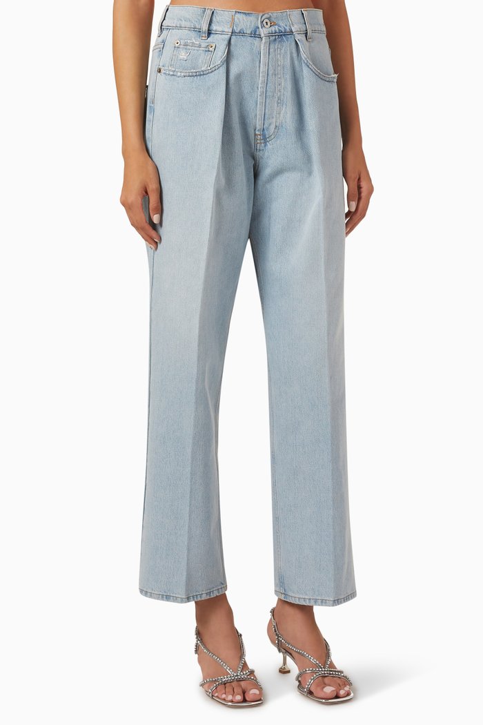 

Washed Low-waist Jeans, Blue