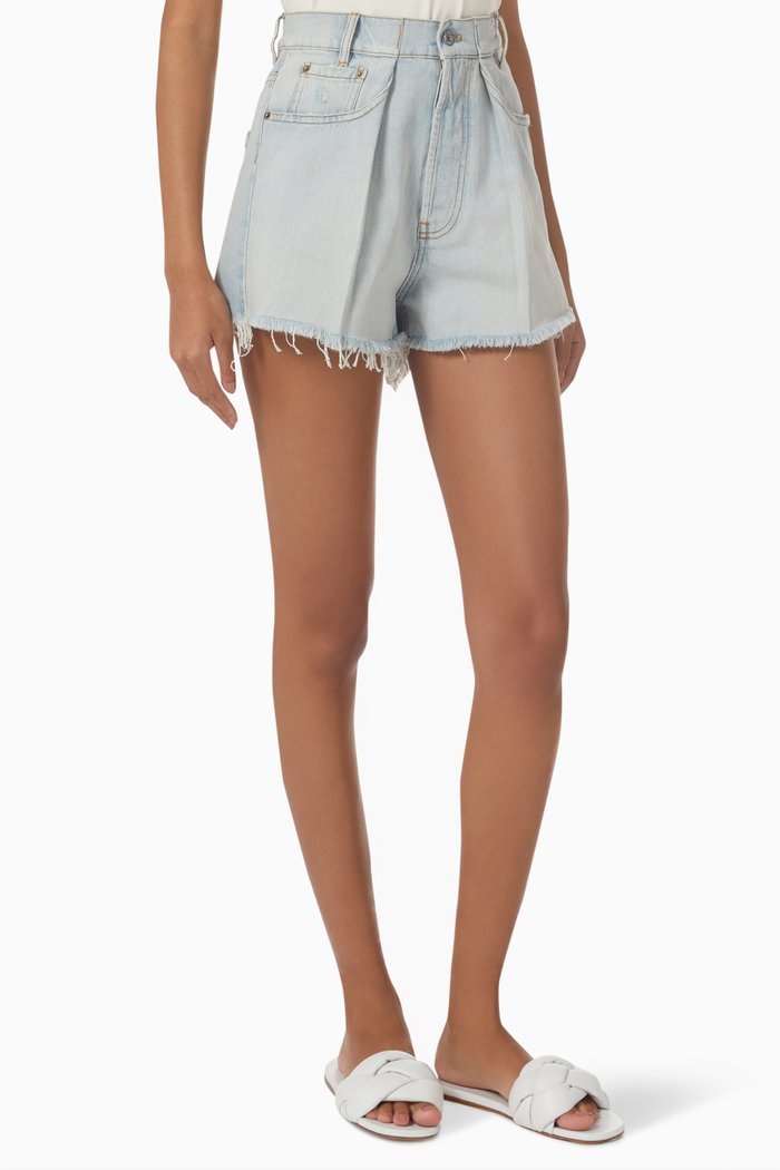 

Cut-off Denim Shorts, Blue