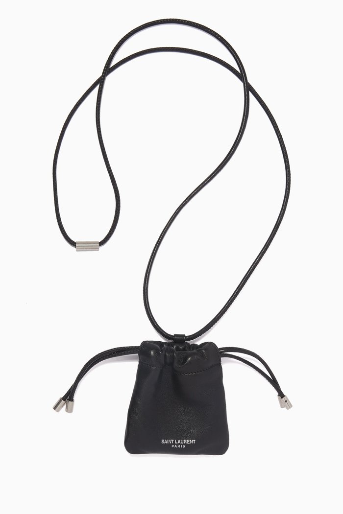 

Mini Airpod Holder Pouch Necklace in Smooth-leather, Black