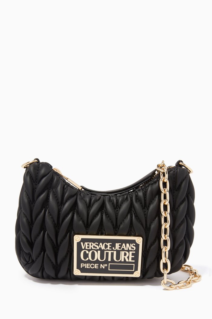 

Mini Crunchy Bag in Quilted Faux Leather, Black